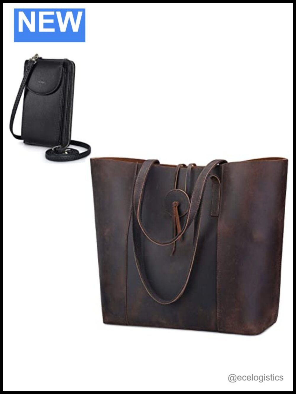 Genuine Leather Vintage Tote with RFID Blocking Crossbody Phone Purse